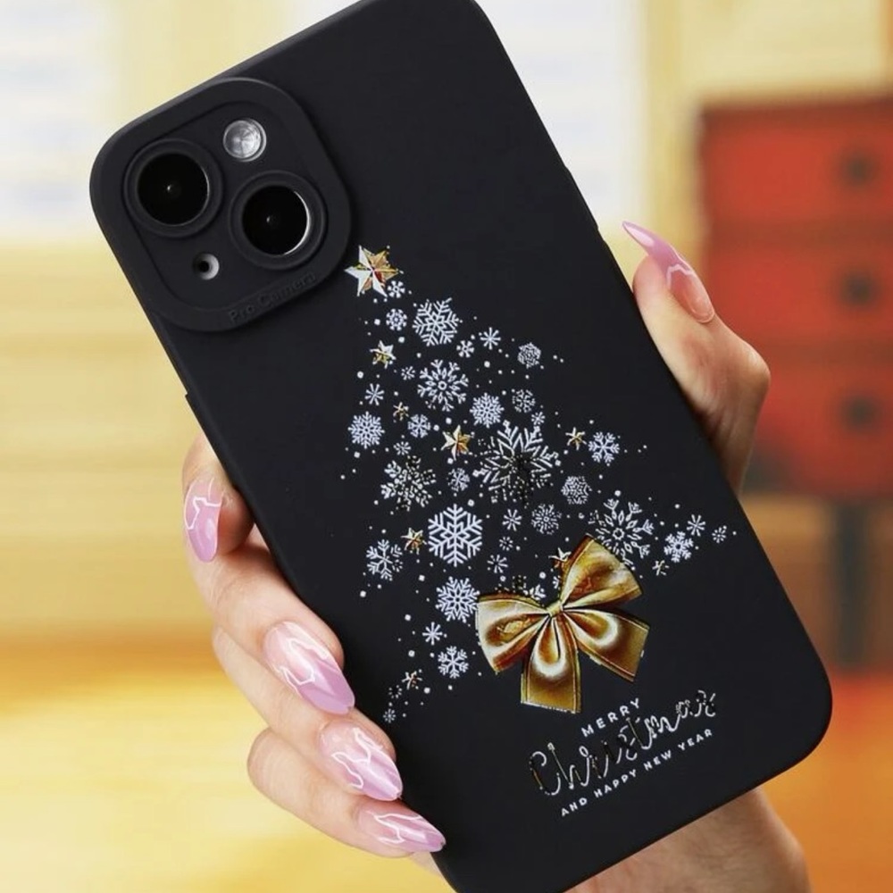 iPhone 14 pro max Christmas tree with gold bow case